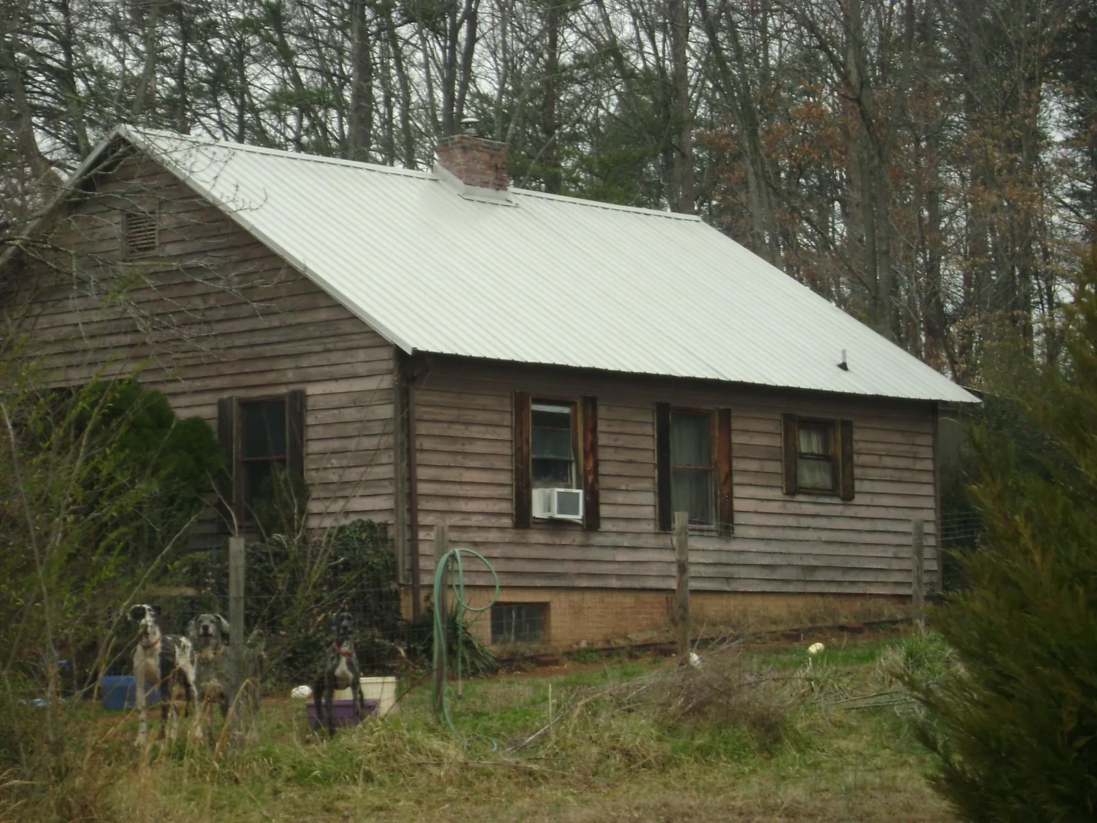 White metal roof on an old wood sided farmhouse, from a Asphalt Shingle Roof Repair job in Shermans Dale